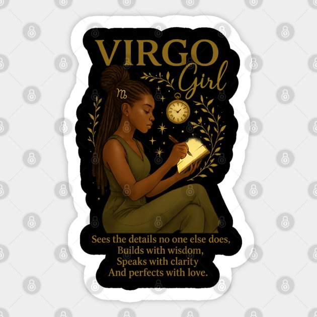 Virgo Girl – Focused Black Woman Sticker by UrbanLifeApparel